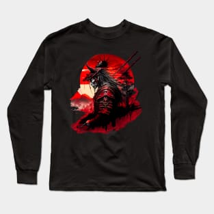 Samurai black and red sun Long Sleeve T-Shirt